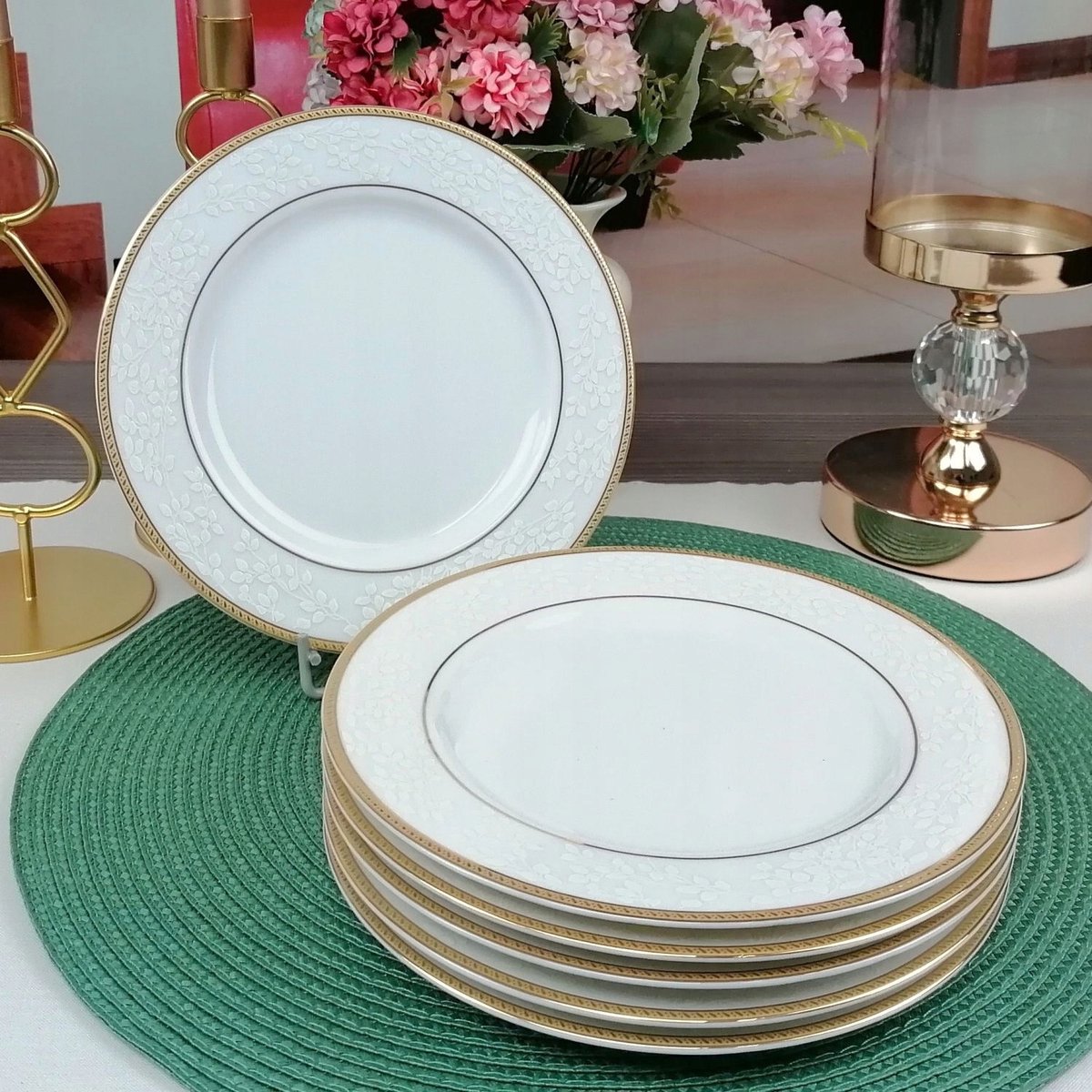 Bogucice Hollis Gold Servetten - 18 Delig Diner Set voor 6 Personen met Gouden Decoratie