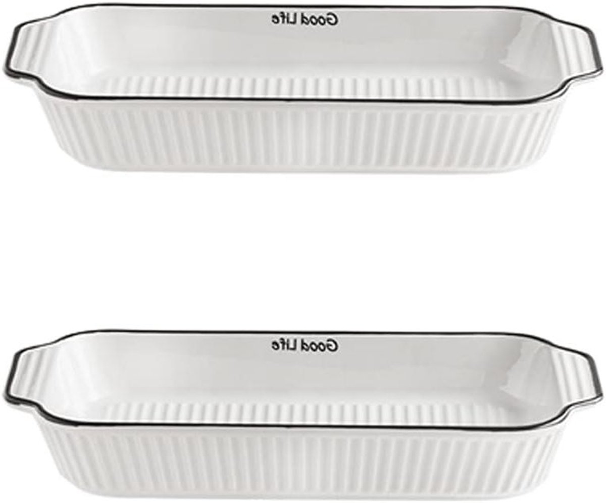 Keramische Ovenschalen - Bakvorm Set - Taart Diner - Set van 2 - 25 cm - Wit
