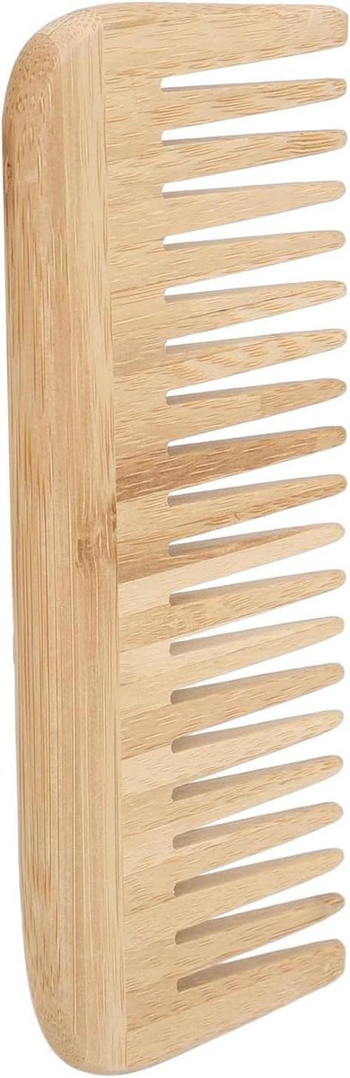 Bamboekam Brede Tanden - Massagekam Haar - Ontwarren Haar - Flexibel Bamboe Materiaal - 17 x 6 x 2 cm