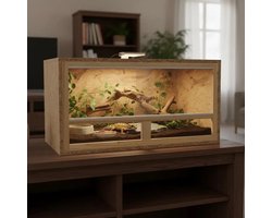 Miryx Terrarium - Constructiehout - 60x30x30 cm - Met Ventilatie Aan De Voorkant - Schuifdeuren - Duurzaam - Vochtbestendig