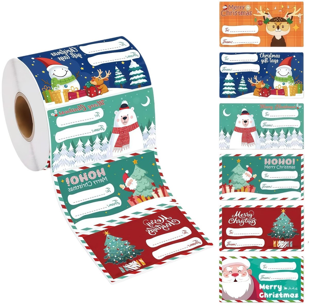 Dailygoods- Kerstcadeaulabels 500 stuks - Zelfklevende Stickers - Cadeaustickers - Cadeaulabels Karton - Vakantieverpakking - 6,95 x 4,6 cm