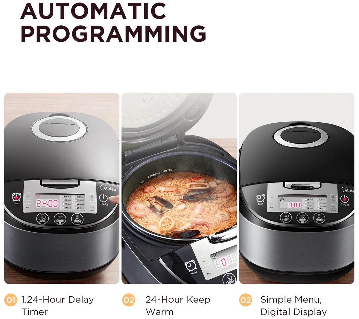 Hutjemutje - rijstkoker - ricecooker - slowcooker - multicooker - met stomer- 5L - 36.8 x 28.8 x 24.3 cm - voor 5-6 personen – foto 5