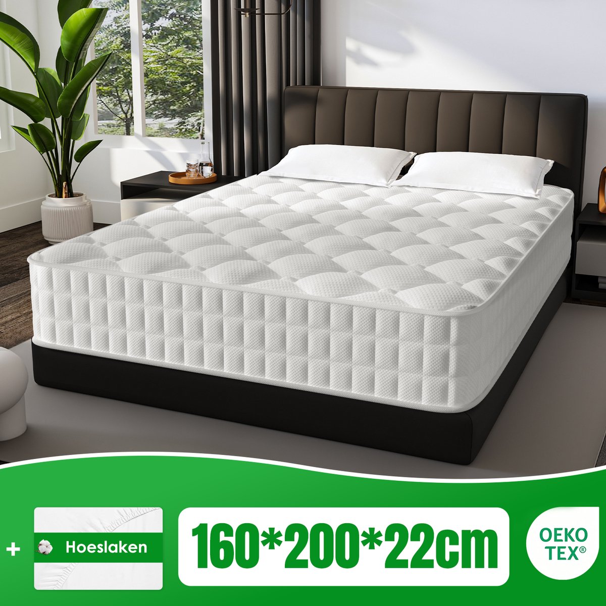 Matras 160x200 - matras 22cm dik - 7 zones - pocketvering matras - Orthopedisch - OEKO-TEX Gecertificeerd - 10 Lagen Hoogwaardige Materialen - Anti-Allergische - Tweepersoonsmatrassen - medium - Voor Kinderen en Volwassenen
