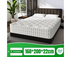 Matras 160x200 - matras 22cm dik - 7 zones - pocketvering matras - Orthopedisch - OEKO-TEX Gecertificeerd - 10 Lagen Hoogwaardige Materialen - Anti-Allergische - Tweepersoonsmatrassen - medium - Voor Kinderen en Volwassenen