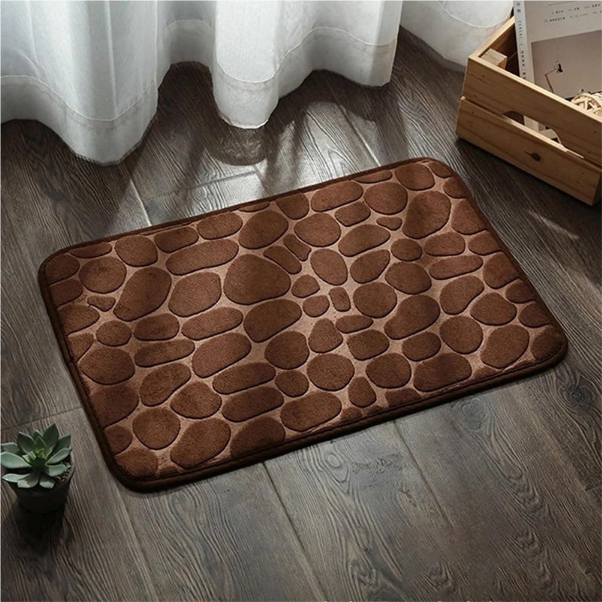 Absorberende badmat van 50 x 80 cm, antislip, zachte vloermat, geschikt voor slaapkamer, badkamer, douche en woondecoratie (koffiekleur)