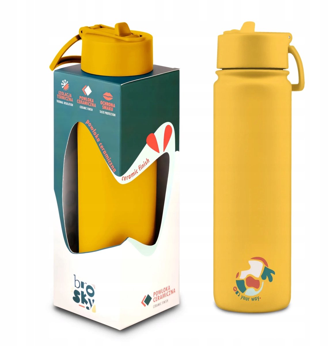 Brosky Abstract Gele Thermosfles met Rietje - 680ml