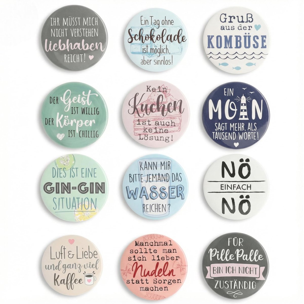 Dailygoods- Koelkastmagneten Set van 12 - Sterke Magneten - Spreukmagneten - Grappige Berichten - Magneten voor Kantoor - Kleurrijke Decoratie