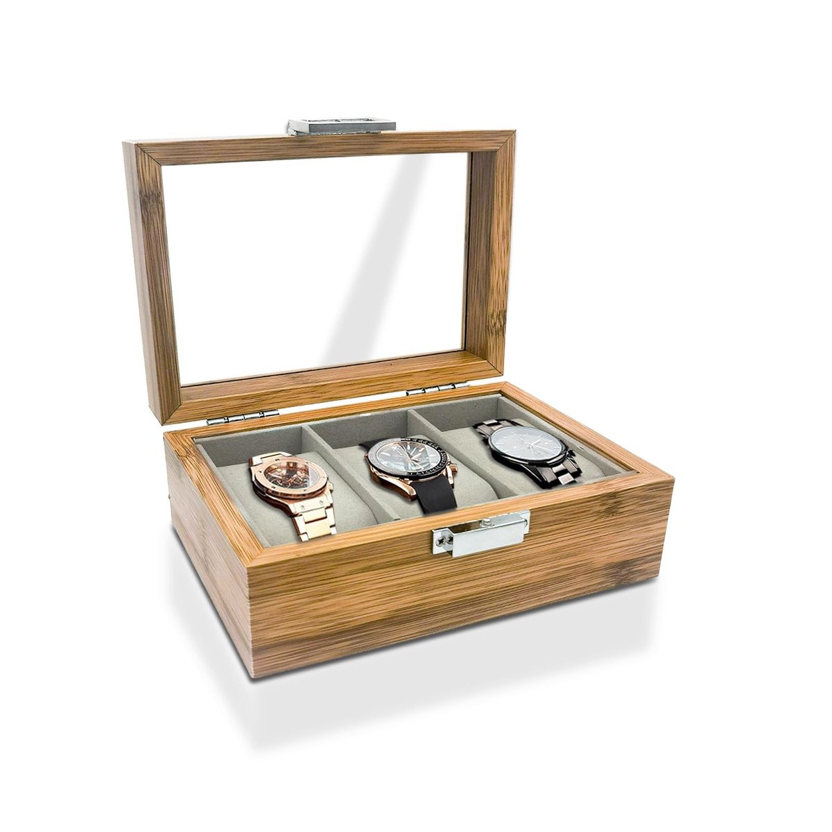 Dailygoods- Horloge Box 10 Slots - Houten Horloge Houder - Retro Horloge Doos - Horloge Etui - Horloge Opbergbox - 31 x 12 x 7 cm - Horlogehouder