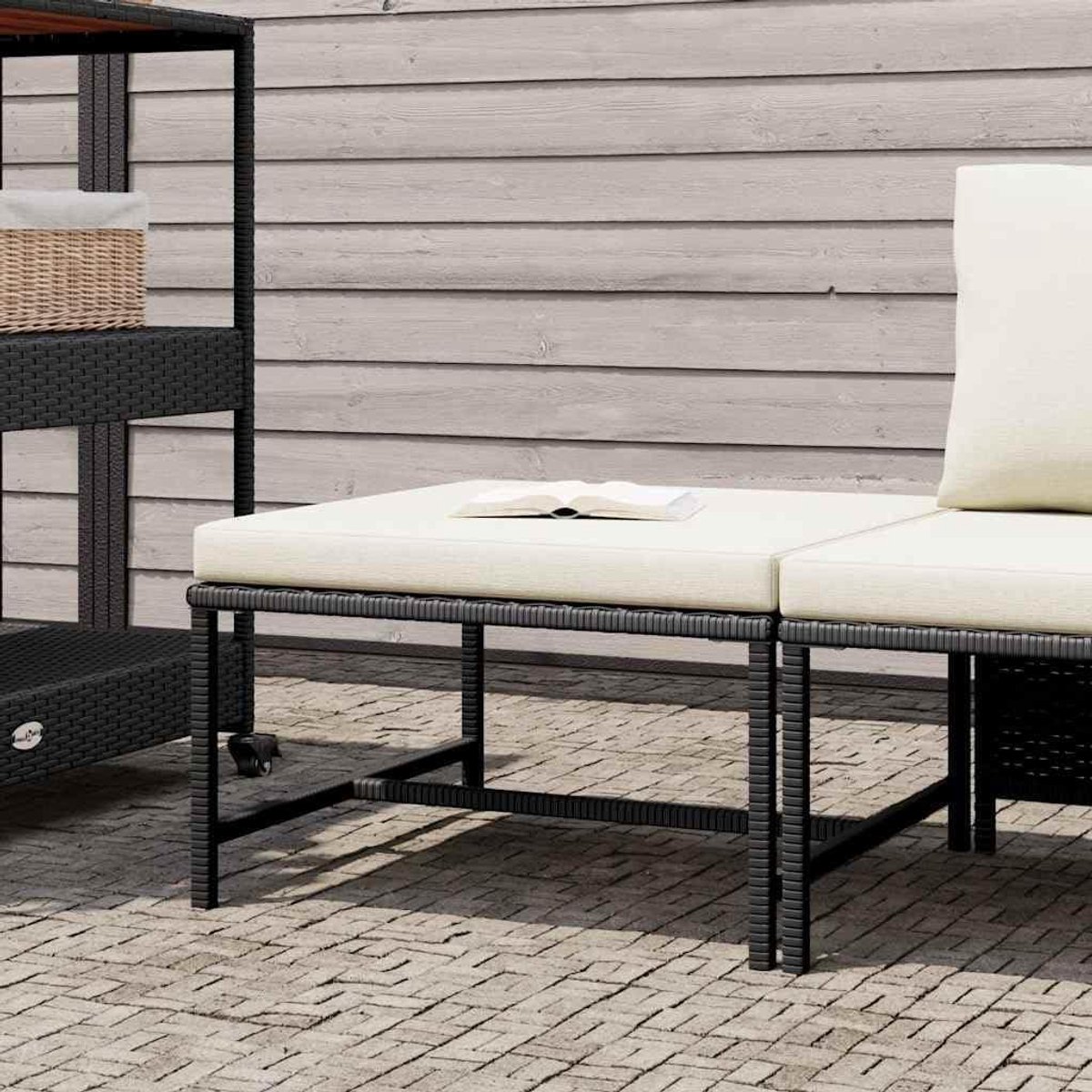 Voetensteun Tuinmeubel - Poef Buiten - Ontspannen in de tuin - Weerbestendig PE-rattan - 60 x 60 x 32 cm