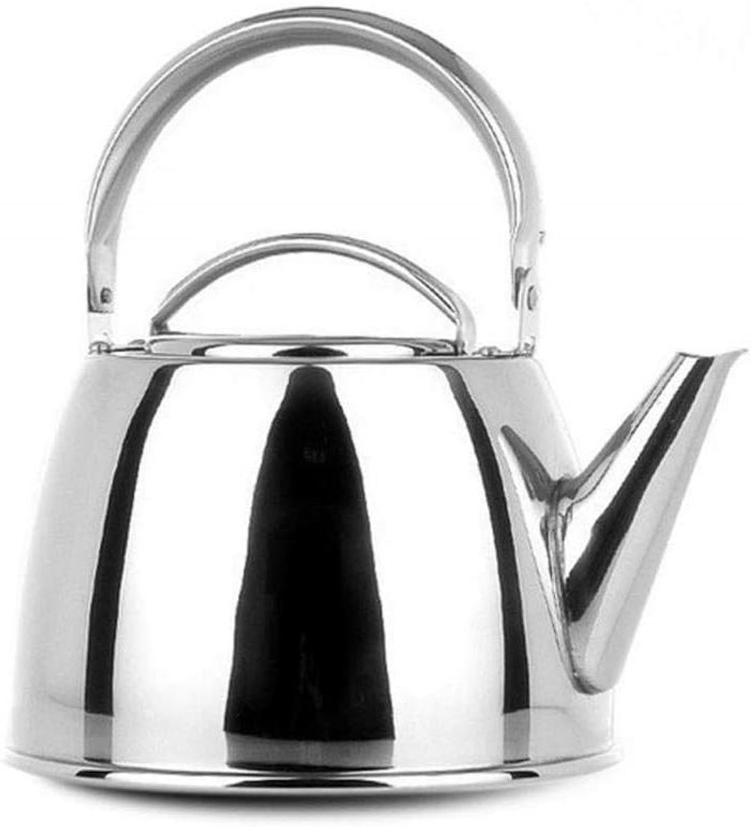 Waterkoker met fluitje - Theepot roestvrij staal - Water koken - Anti-verbranding handvat - 3L - Zilver