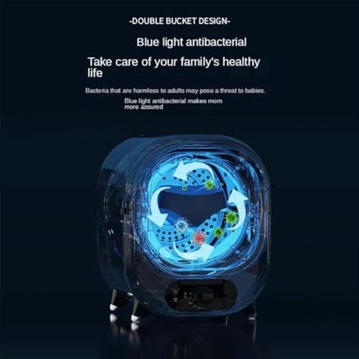 Draagbare Wasdroger - Mini Droger - Kleine Ruimtes - Warmtepomp Technologie - 5 kg Capaciteit - Blauw thumbnail 5