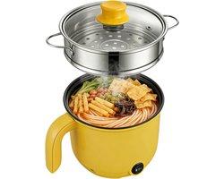 Elektrische Kookpan - Mini Hapjespan - Snel Maaltijden Maken - Met Stoommandje - 13 Liter - Geel