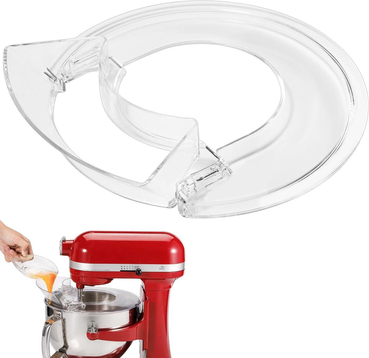 Gietschild Mixer - Spatbescherming Kom - Bakken Zonder Knoei - Verwijderbare Schenktuit - 5.5-7 Liter - Transparant