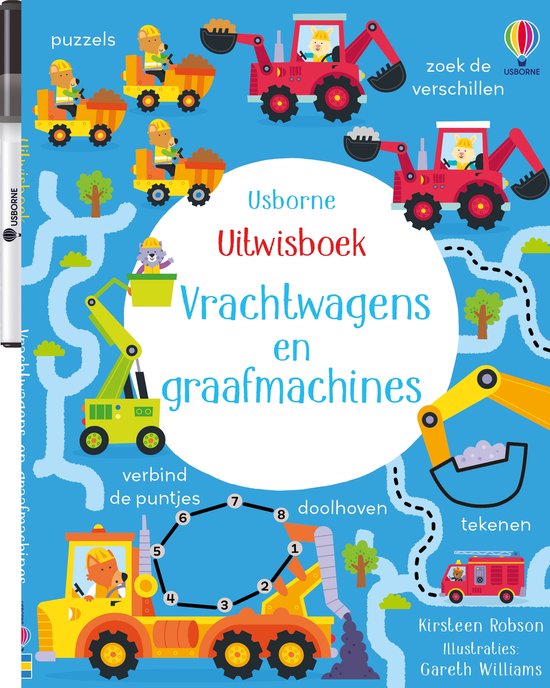Uitwisboek 1 - Vrachtwagens en graafmachines - cover