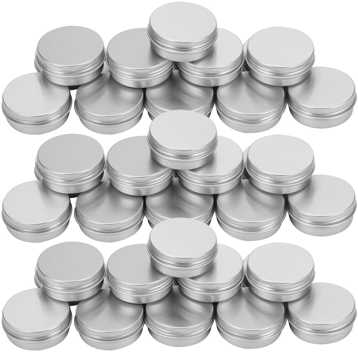 Dailygoods- Aluminium Blikjes 30 Stuks - Ronde Blikken - Lege Reiscontainers - Schroefdeksel - Voor Make-up/Sieraden - 30ml/1oz Inhoud - Opbergblikjes