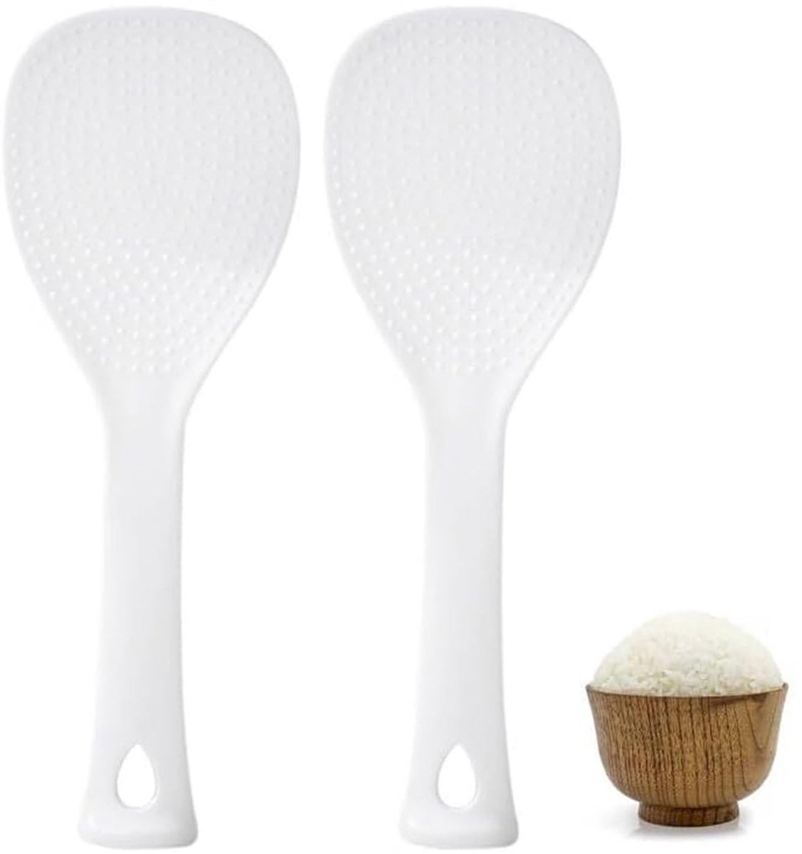 Dailygoods- Rijstlepel Set van 2 - Hittebestendig - Vaatwasmachinebestendig - Siliconen - Antikleef - 19,7 x 7 cm - Keukenlepel