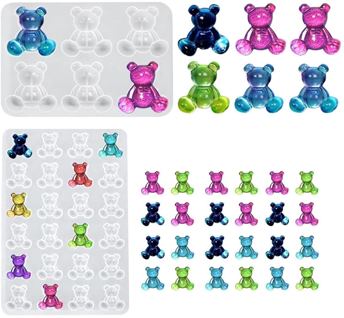 Dailygoods- Siliconen Vormen 3D-Bear - Harsvorm - Teddybeer - Gietvorm - Antiaanbakoppervlak - Duurzaam en Flexibel