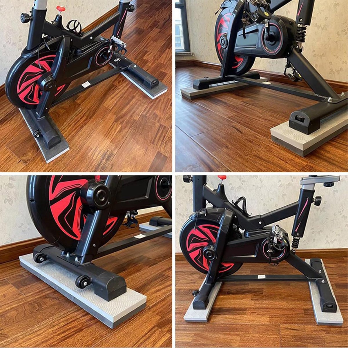 Fiets trainer mat - Vloerbeschermer Hometrainer - Thuis sporten - Trillingsdempend ontwerp - 2 stuks - Zwart grijs