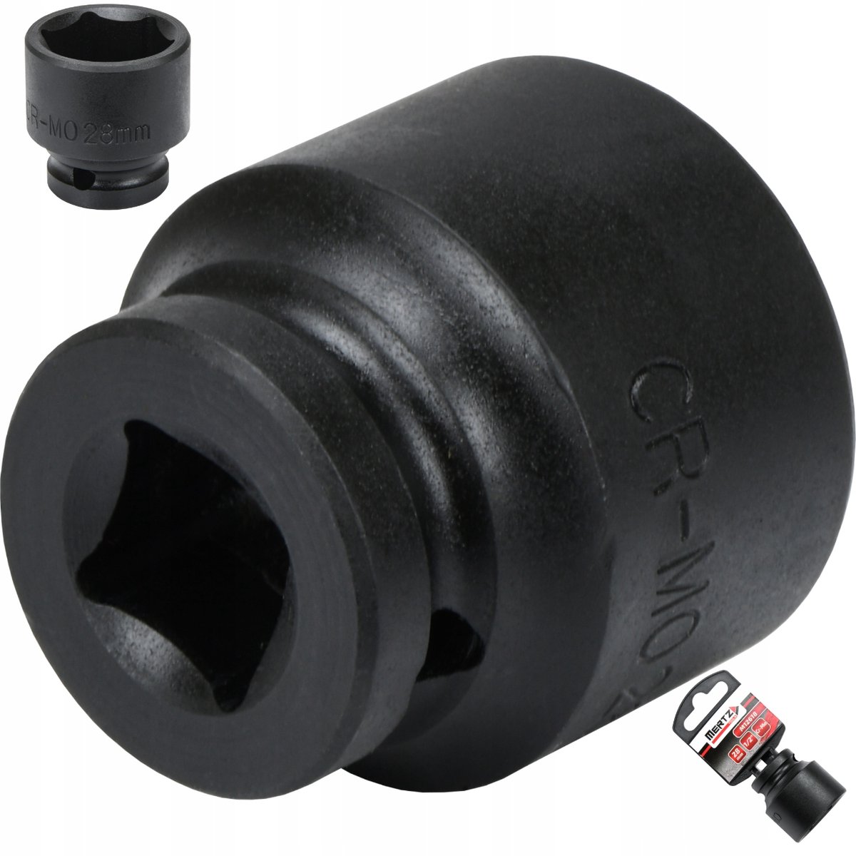 Mertz Slag doppen 1/2" 28mm Zeskant Cr-Mo - Verlengde Kracht