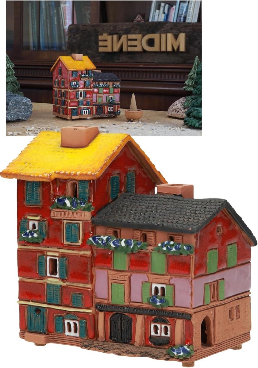 Keramische Kaarsenhouder - Miniatuur Huis - Sfeerverlichting Creëren - Handgemaakt Uniek Decor - Niet Gespecificeerd - Multicolor