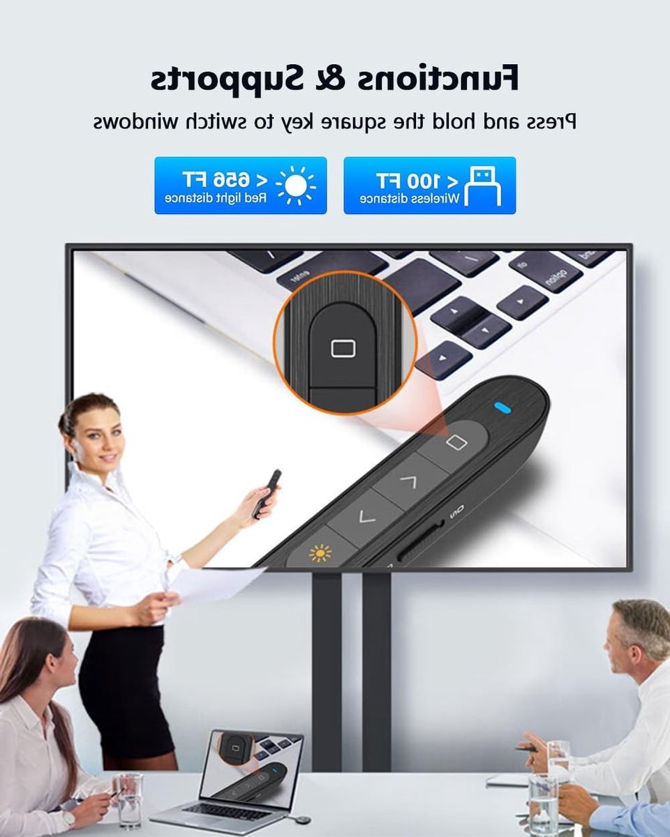 Draadloze Presentatie Afstandsbediening met Laser Pointer en Volume Controle voor Efficiënte Presentaties in Kantoorsituaties