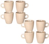 Siaki Koffiemok / theemok Faye - beige - set 8x - 220 ml - mokken - kerammiek - tas
