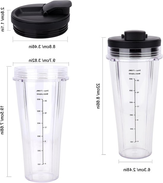 Vervangbekers met Deksel voor Blender - 2 Stuks, Geschikt voor Ninja Blender Modellen en Perfect voor Smoothies en Sapjes van Merkloos — afbeelding 5