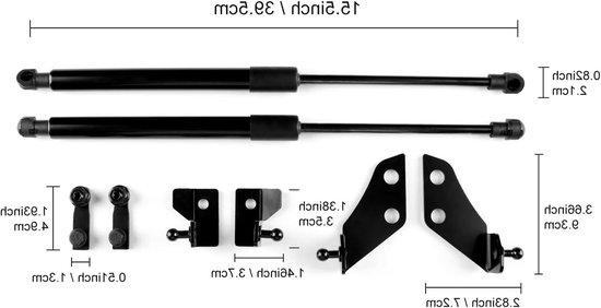 Gasgeveerde Motorkap Steun voor Fiat 500 500c 500e Abarth 595 695 - Hydraulische Lifting Stangen Set van 8 (Zwart) — afbeelding 5