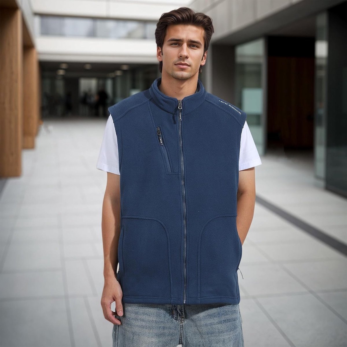 Heren Fleece Vest, Lichtgewicht en Warme Polar Bodywarmer met Rits, Ideaal voor Winter en Buitenactiviteiten, Met Ritszakken en Comfortabele Pasvorm