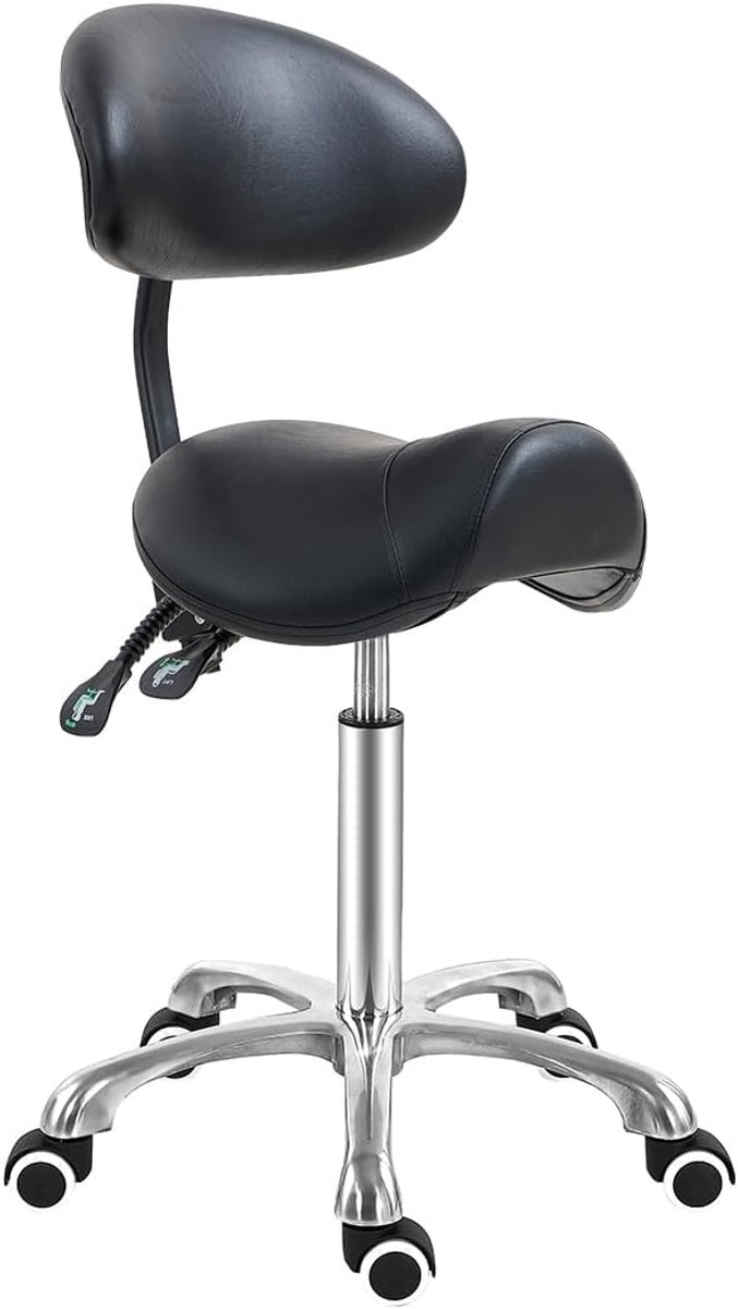 Zadelkruk op Wielen - Kapperskruk Ergonomisch - Tabouret rolkruk