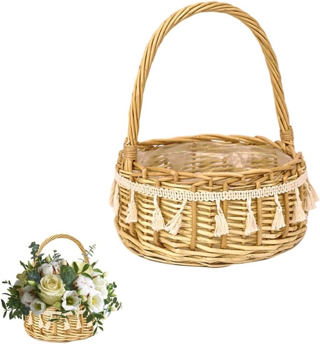 Handgeweven Opbergmand van Wilg met Handvat voor Bruiloftdecoratie, Natuurlijke Mand, Decoratieve Baskets