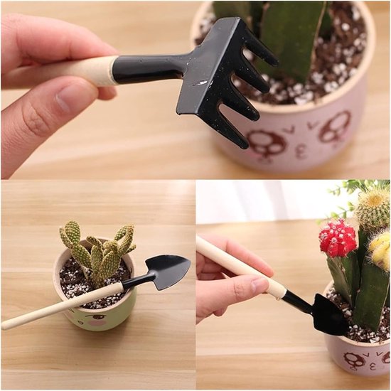 Tuingereedschap Set - Mini Schep Hark - Planten Verzorgen - Metalen Kop - 3-delig - One Color van Tuingereedschap. — afbeelding 3