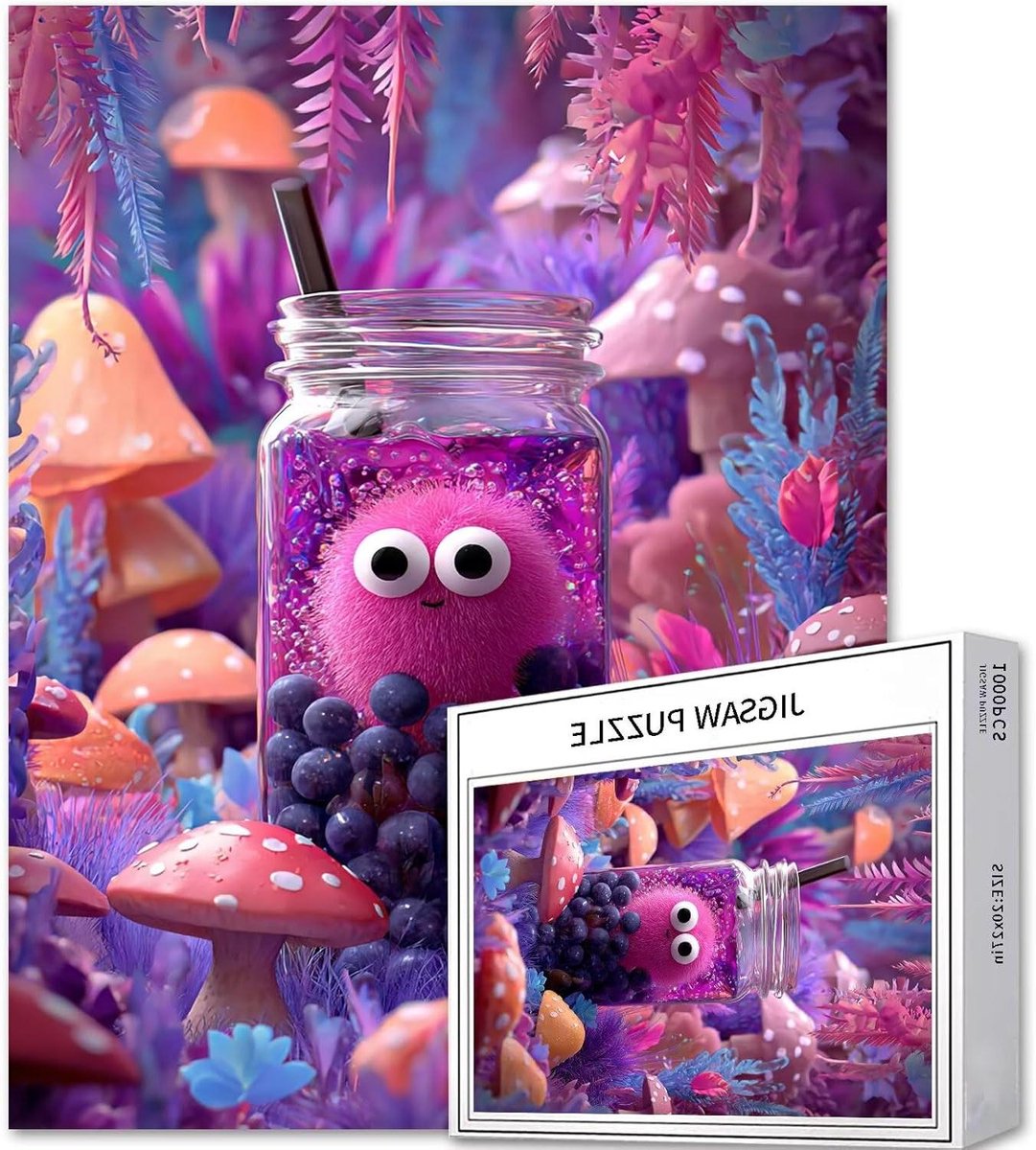 Legpuzzels 1000 Stukjes - Volwassen Puzzel Knutselpuzzel - Ontspannen Thuis - Gerecycled Materiaal - 70x50 cm - Roze