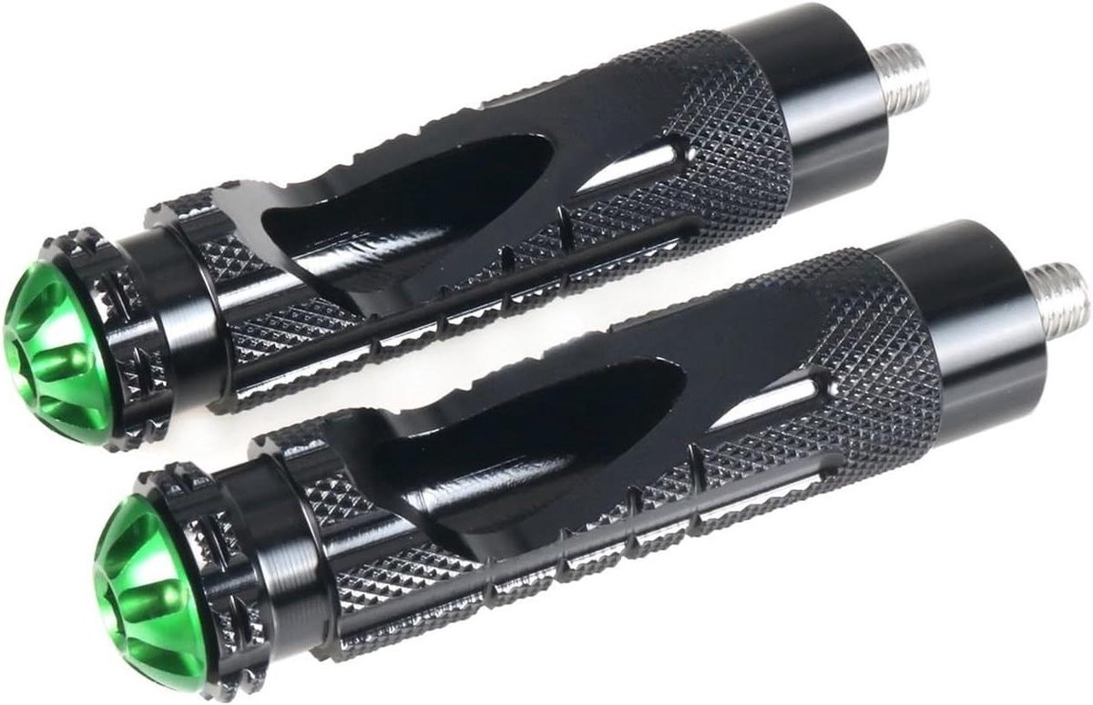 Motorfiets Voetsteunen - Antislip Pedalen - Veilig Rijden - Duurzame Aluminium Legering - M8 Schroefdraad - Zwart Groen