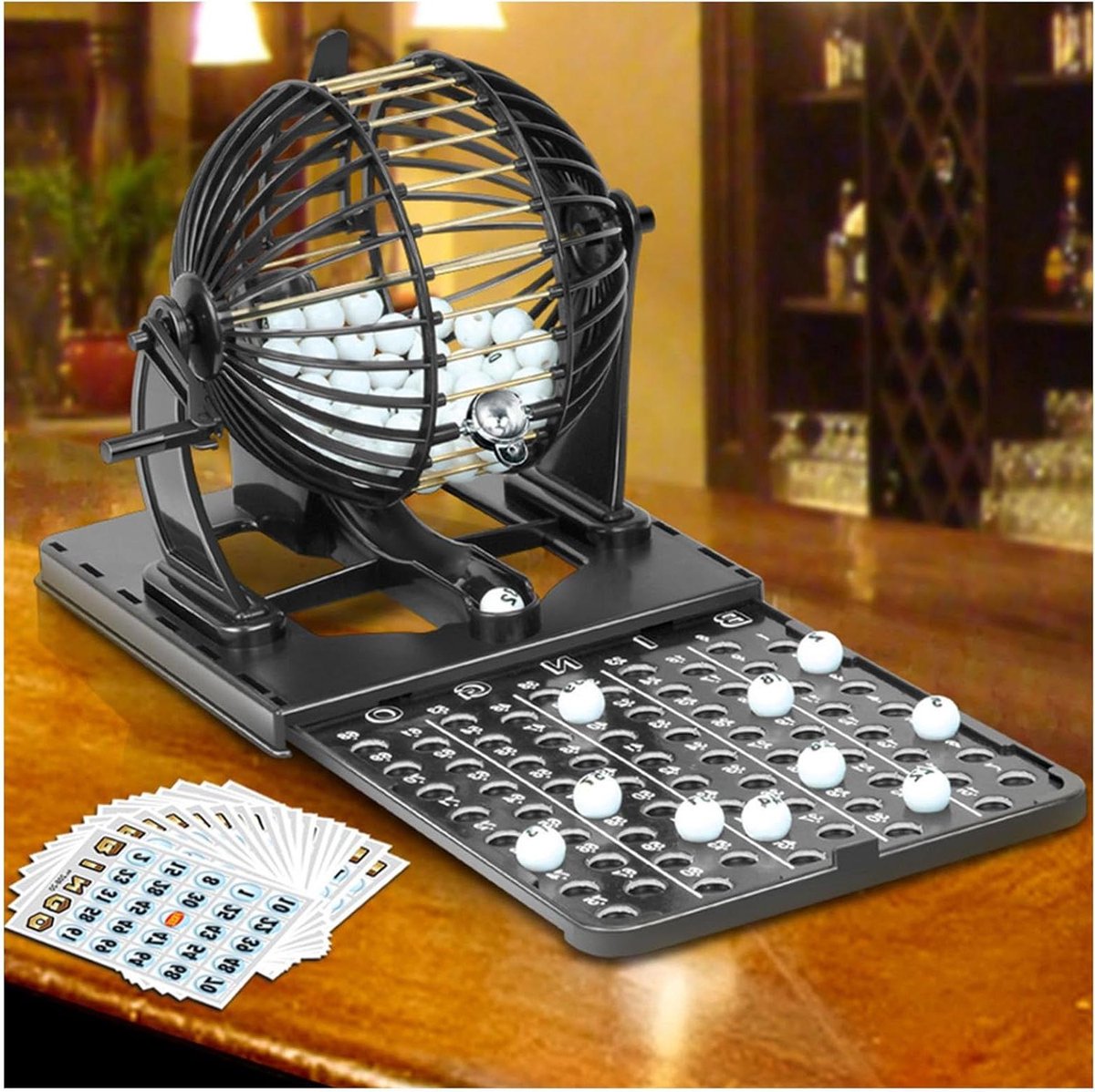 Bingo Kooi Set - Loterij Machine - Feestelijke Spellen - Soepele Loterij Trommel - 18.3 x 38.5 x 19 cm