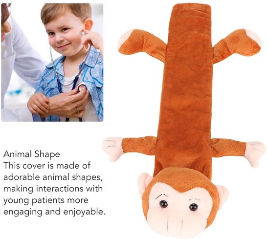Stethoscoophoezen Dierenvorm - Pluche Stethoscoopmouwen - Kinderen Ontspannen - Zacht Pluche Materiaal - 20 x 15 x 10 cm - Aap — afbeelding 4