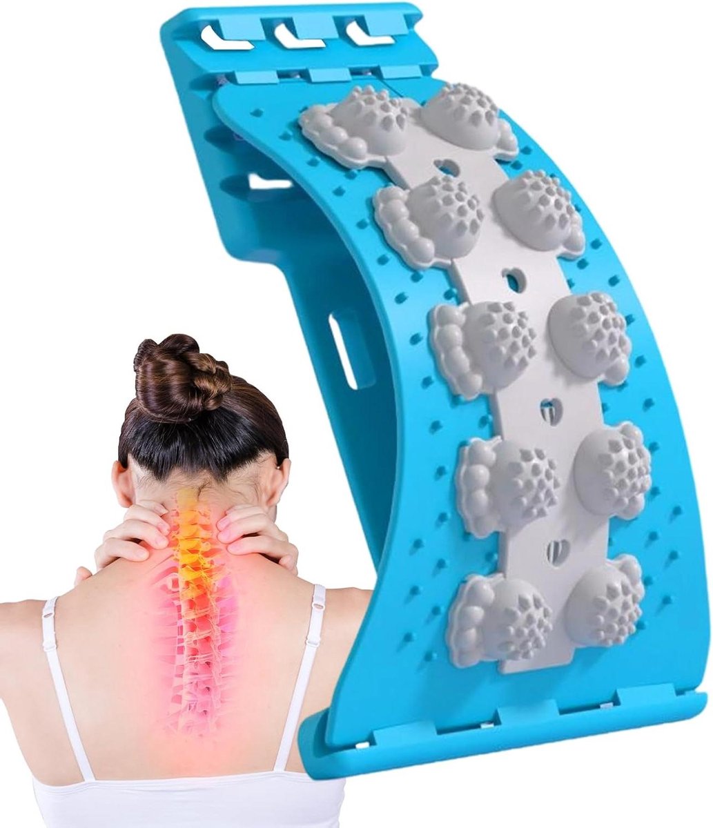 Rugstretcher - Tractiemassager Rugapparaat - Wervelkolom Uitlijnen - 4-traps Verstelbaar - 37 x 22 x 5 cm - Wit