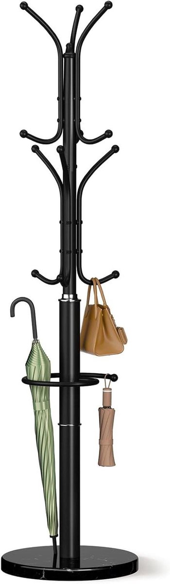 Metalen Kapstok - Kapstokboom Vrijstaand - Kleding Opbergen - Marmeren Basis - 181 cm Hoog