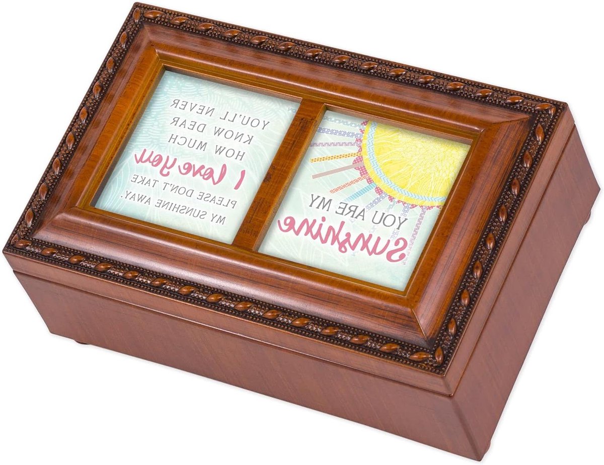 Muziekdoos - Houten Doosje - Herinneringen Bewaren - Houtnerf Afwerking - 15 x 10 x 6 cm - Multicolor