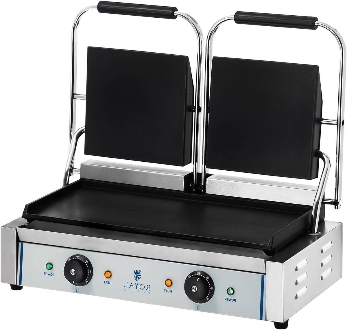 Dubbele Contactgrill - Elektrische Grill - Professioneel Koken - Twee Onafhankelijke Verwarmingen - 57 x 39 cm - Zilver