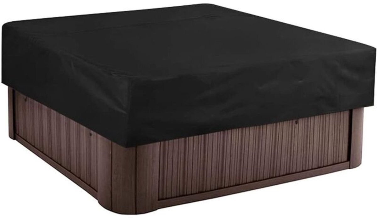 Jacuzzi-afdekking, vierkante buitenafdekking voor jacuzzi, UV-bestendig, waterdicht, stofdicht, geschikt voor opblaasbare spabaden, jacuzzi-accessoires (zwart, 207*207*30 cm).