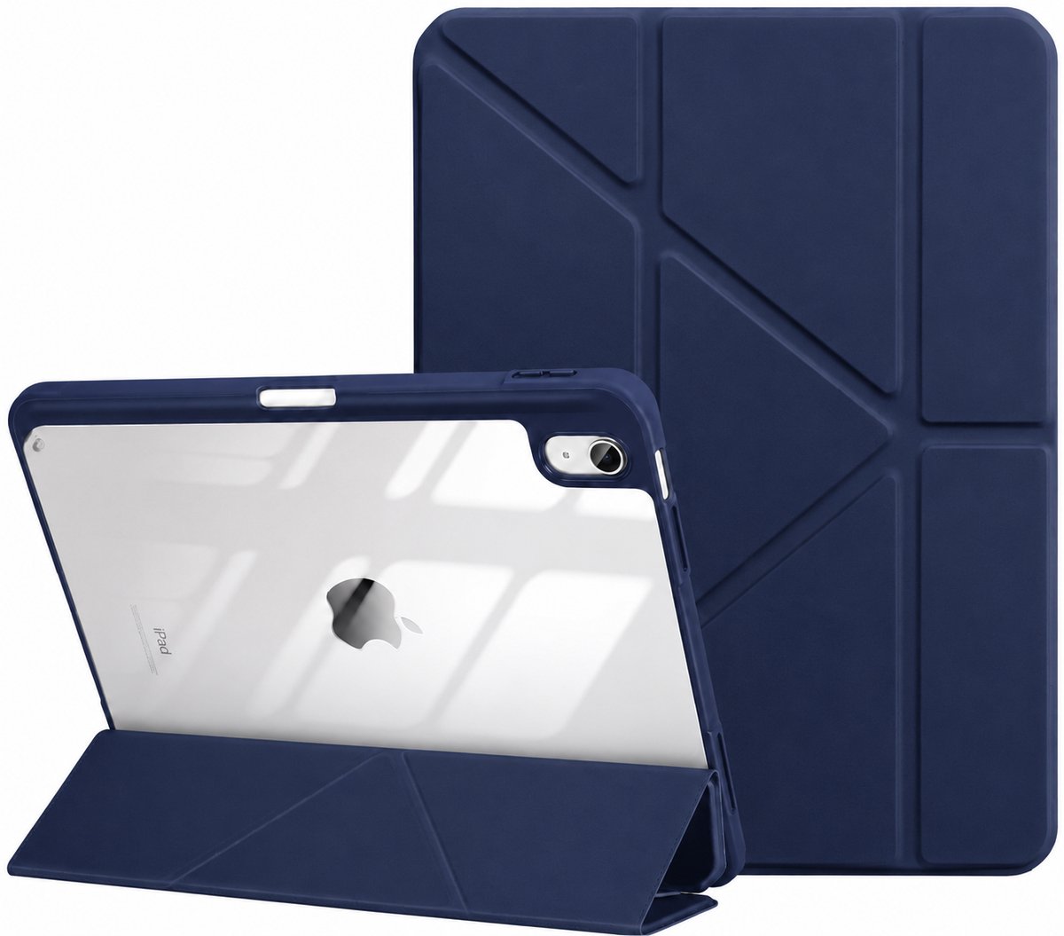 Tolvia Tablet Hoes - Geschikt voor Apple iPad 11 (2025 A16) / Apple iPad 10.9 (2022) - Met Pencil Houder & Transparante Achterkant - Donkerblauw