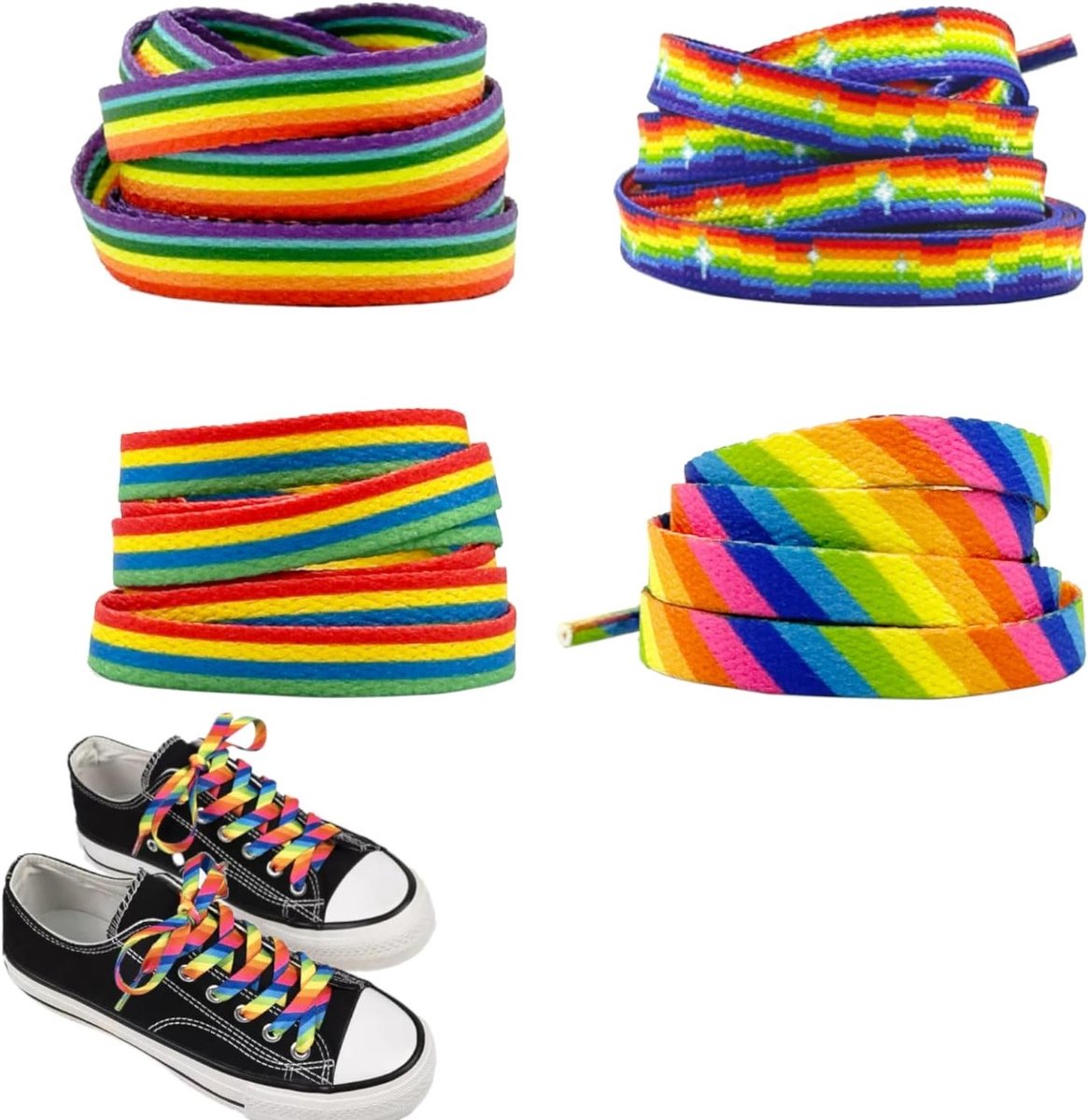 Kleurige platte veters van 120 cm x 8 mm, ideaal voor sneakers, sportschoenen en hardloopschoenen, vervangende veters