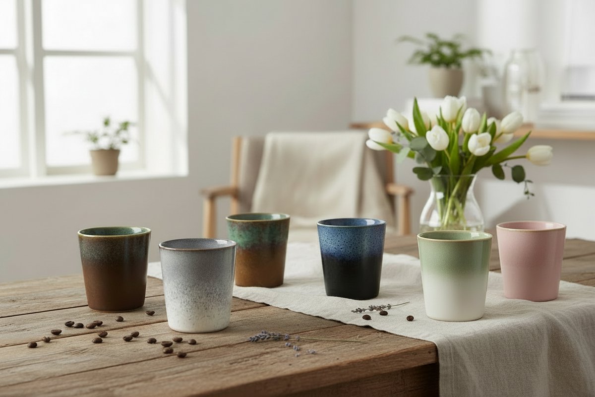 Studio Tavola Koffiekopjes Wind - Bruin/Groen/Roze/Blauw/Grijs - 6 Stuks 200 ml Aardewerk - Vaatwasser- en Magnetronbestendig — afbeelding 2