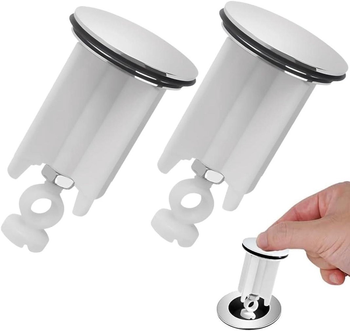 Wastafelstop 2 Stuks - Afvoerstop Bad - Water Dicht Houden - Anti-Verstoppingsontwerp - 40 mm Universeel - Zilverkleurig