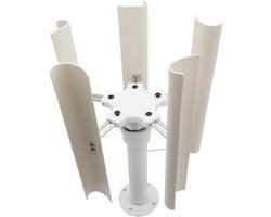 Verticale Windmolen - Energie Generator - Stroom Opwekken - Vijf Bladen Ontwerp - 245 mm Rotatie - Wit