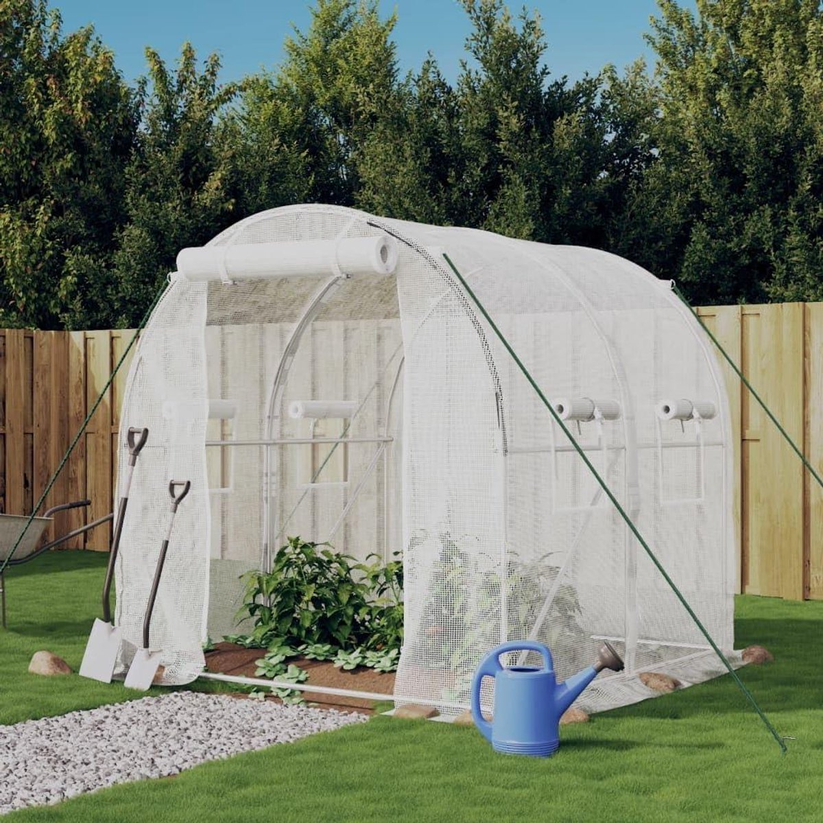 Tuinkas met Frame - Plantenkas Kweekkas - Planten Beschermen - UV-bestendige PE-hoes - 4 m² - Wit