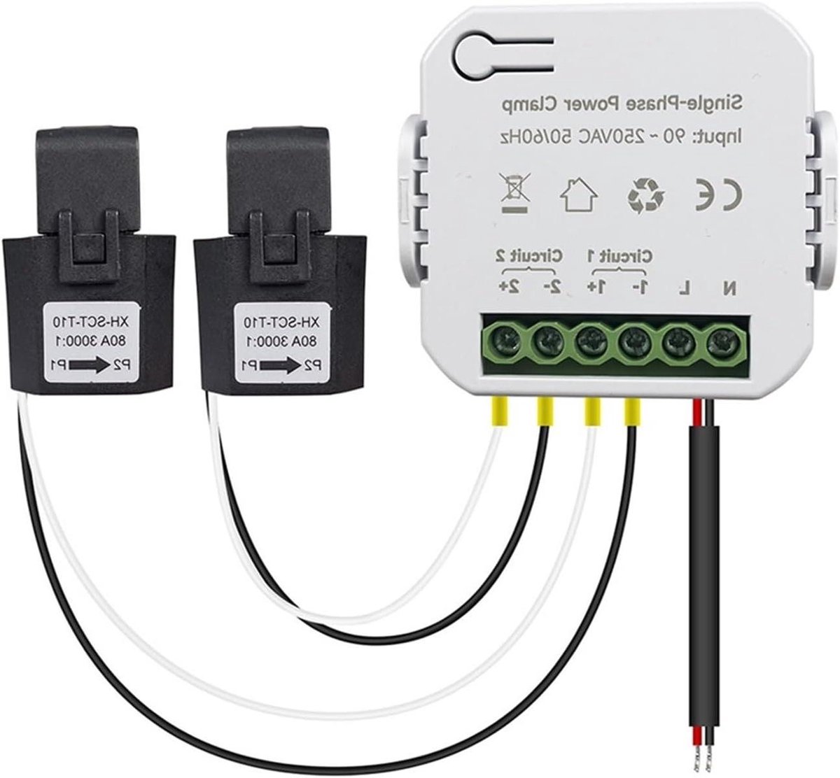 Slimme Stroomonderbreker - Energiemeter Monitor - Energieverbruik Meten - Tuya APP Bediening - 80A - Wit