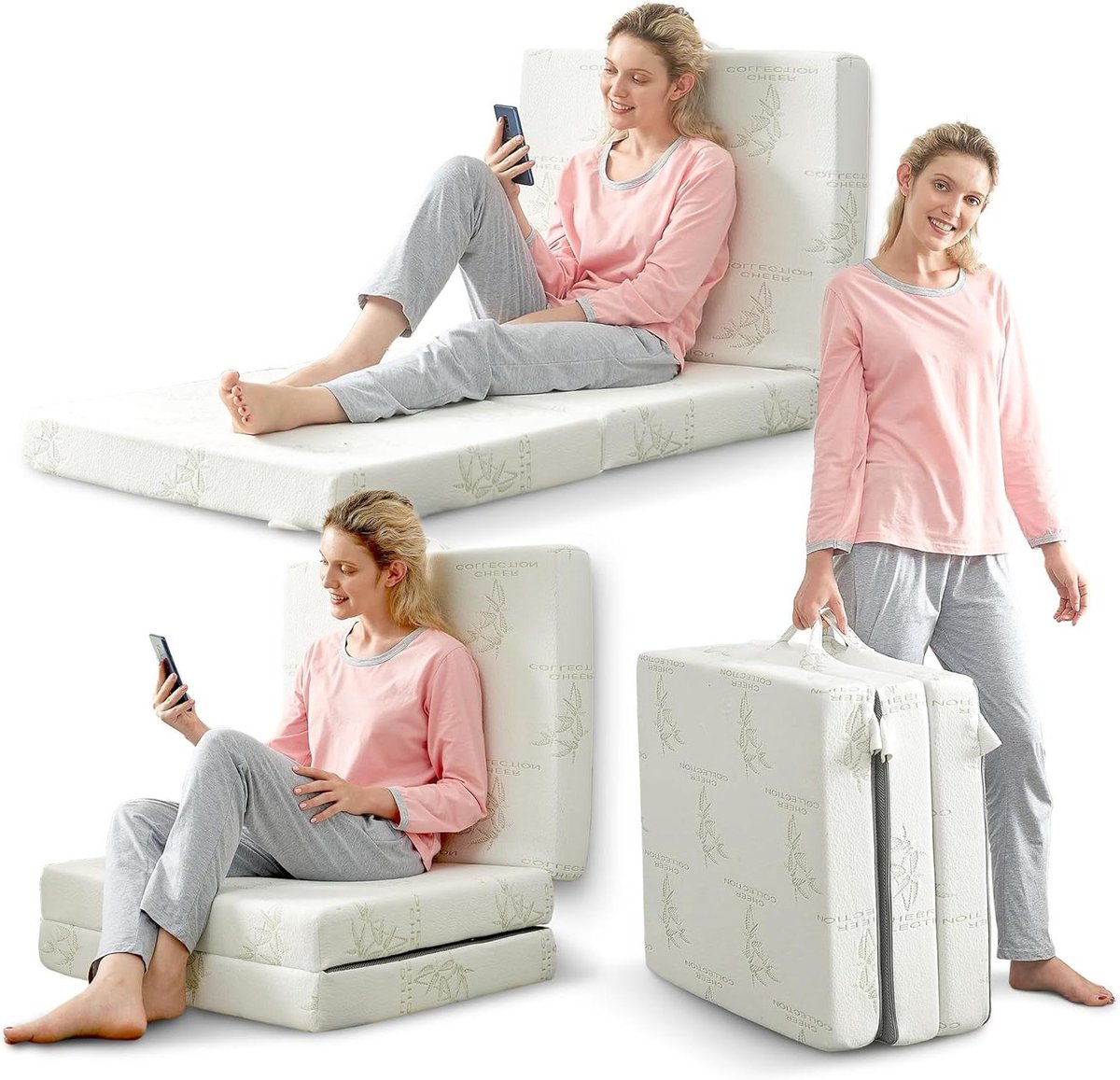 Opvouwbaar Matras - Drie-voudig Bed - Compact Slapen - Zachte Bamboehoes - 190x63 cm - Grijs