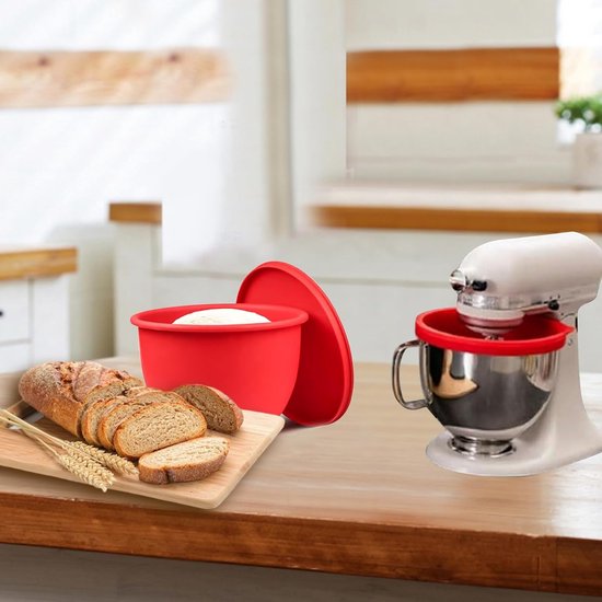Siliconen Inzetstuk - Mixer Kom Accessoire - Bakken en Mixen - Spat- en Geluidsdempend - 5 Qt - Rood — afbeelding 2